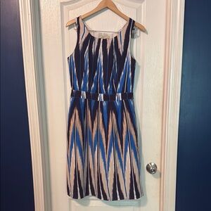 Banana Republic Navy and Beige Geometric Midi Dress
